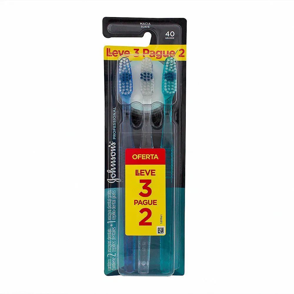 ESCOVA DENTAL J&J PROFESSIONAL 40 GRANDE MACIA LEVE 3 PAGUE 2